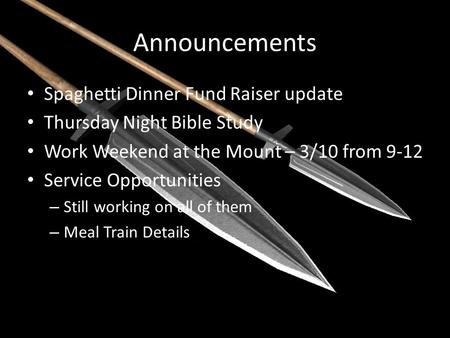 Announcements Spaghetti Dinner Fund Raiser update