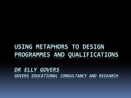 Intentions: To show that Peoples talk about programme design, teaching and learning can be understood in terms of metaphors for a programme; and, These.