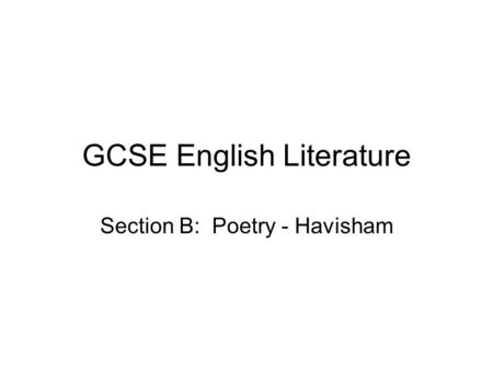 GCSE English Literature