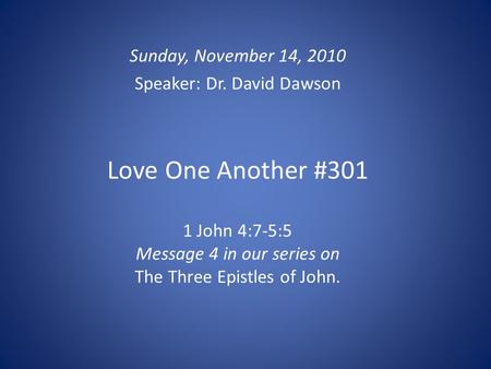 Speaker: Dr. David Dawson