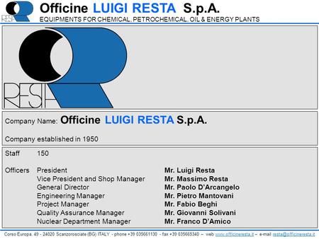 Officine LUIGI RESTA S.p.A.