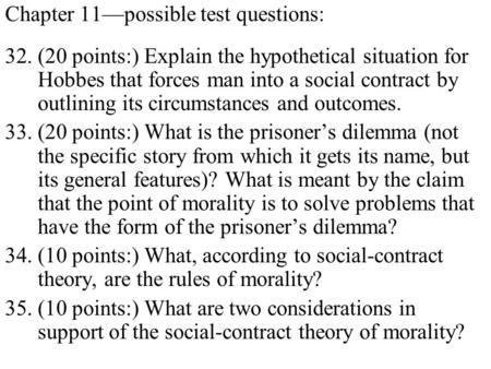 Chapter 11—possible test questions: