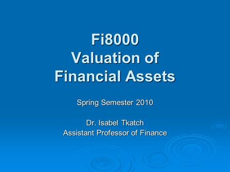 Fi8000 Valuation of Financial Assets