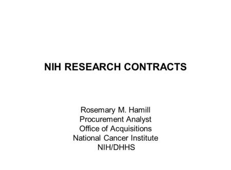 NIH RESEARCH CONTRACTS