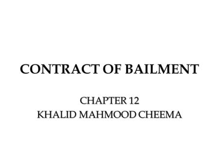 CHAPTER 12 KHALID MAHMOOD CHEEMA