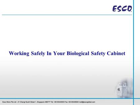 Working Safely In Your Biological Safety Cabinet