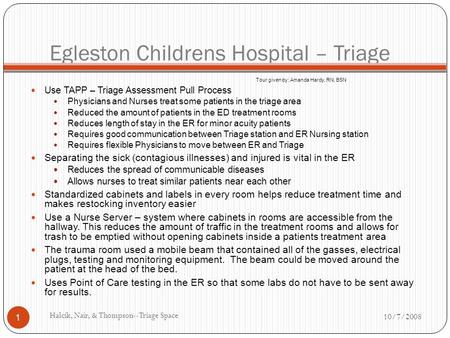 Egleston Childrens Hospital – Triage