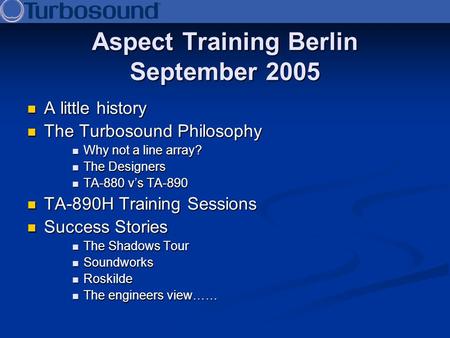 Aspect Training Berlin September 2005