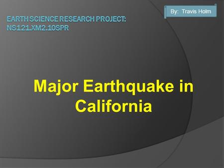 Earth Science Research Project: NS121.XM2.10SPR