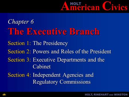 Chapter 6 The Executive Branch