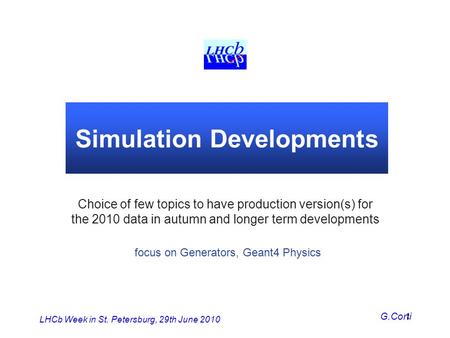 Simulation Developments