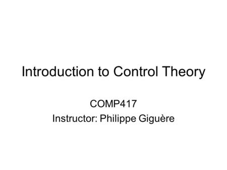 Introduction to Control Theory