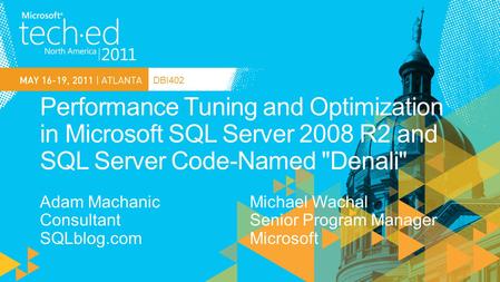 DBI402. SQL Server Specialist, Financial Industry Boston, MA Conference and INETA Speaker Connections, PASS, TechEd, DevTeach, etc. Author SQL Server.