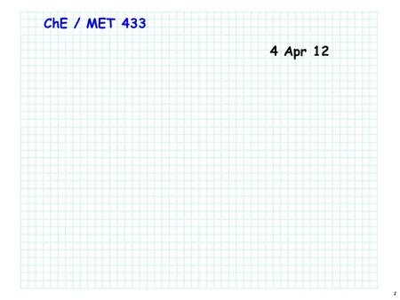 1 ChE / MET 433 4 Apr 12. Feedback Controller Tuning: (General Approaches) 1)Simple criteria; i.e QAD via ZN I, t r, etc easy, simple, do on existing.