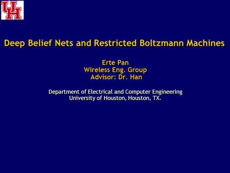 Deep Belief Nets and Restricted Boltzmann Machines