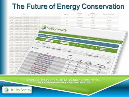 Utility Sentry | 5245 Old Dowd Road Suite 8 Charlotte, NC 28208 | 704-392-9626 www.utilitysentry.com | www.utilitysentrytraining.com.