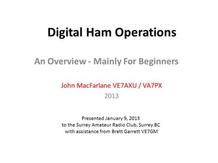 Digital Ham Operations