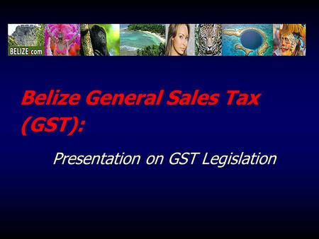 Belize General Sales Tax (GST): Presentation on GST Legislation.