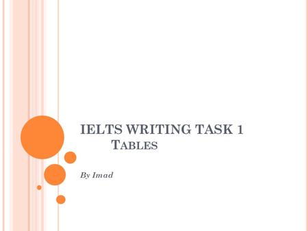 IELTS WRITING TASK 1 Tables