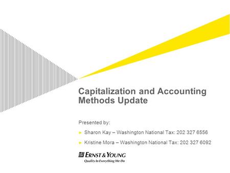 Capitalization and Accounting Methods Update