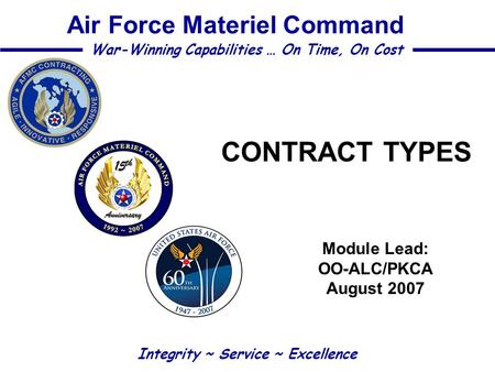 Module Lead: OO-ALC/PKCA August 2007