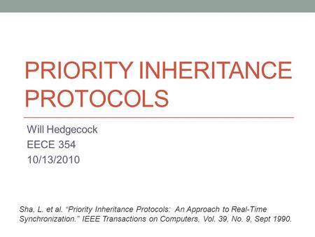 Priority INHERITANCE PROTOCOLS