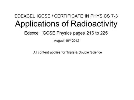 Edexcel IGCSE Physics pages 216 to 225