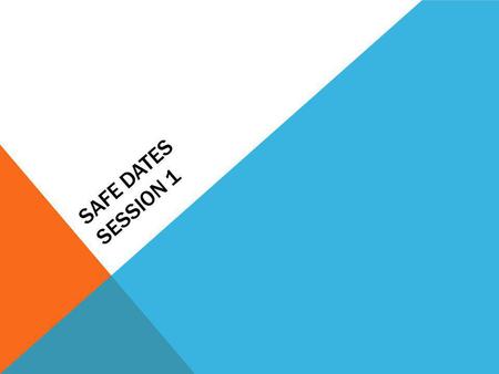 SAFE DATES SESSION 1. CLASSROOM RULES 1.Respect each others opinions 2.Listen to each other ( No talking while someone else is speaking) 3.No Names 4.1.