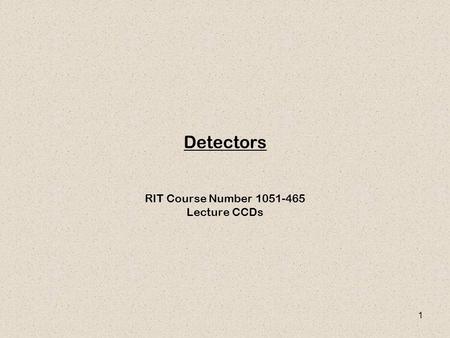 RIT Course Number Lecture CCDs