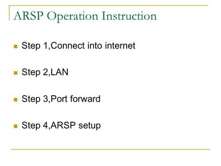 ARSP Operation Instruction