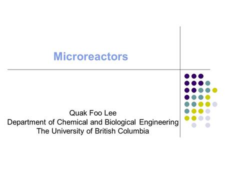 Microreactors Quak Foo Lee