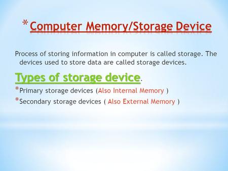 Computer Memory/Storage Device