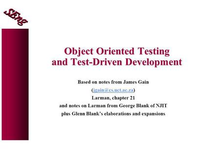 Object Oriented Testing and Test-Driven Development