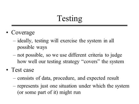 Testing Coverage Test case