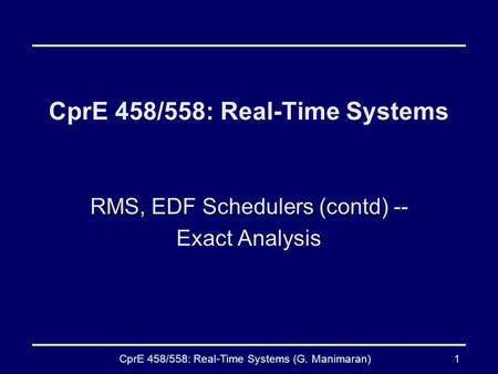 CprE 458/558: Real-Time Systems