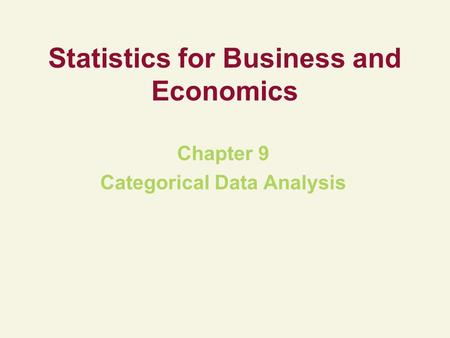 Statistics for Business and Economics