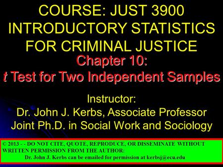 INTRODUCTORY STATISTICS FOR CRIMINAL JUSTICE