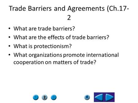 Trade Barriers and Agreements (Ch.17-2