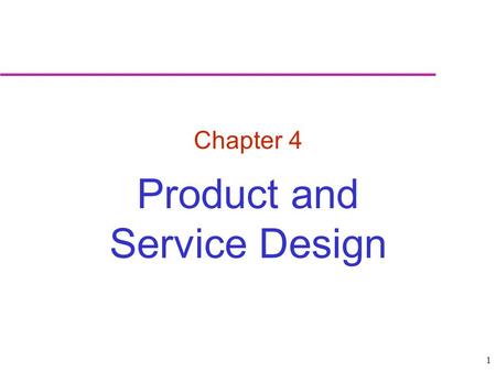 Product and Service Design