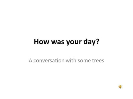 How was your day? A conversation with some trees.