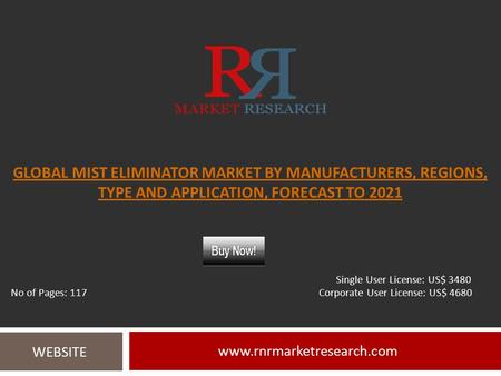 GLOBAL MIST ELIMINATOR MARKET BY MANUFACTURERS, REGIONS, TYPE AND APPLICATION, FORECAST TO WEBSITE Single User License: