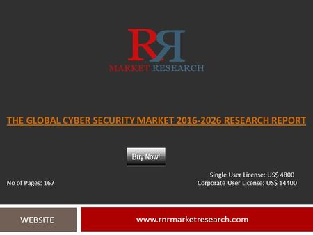 THE GLOBAL CYBER SECURITY MARKET RESEARCH REPORT  WEBSITE Single User License: US$ 4800 No of Pages: 167 Corporate User.