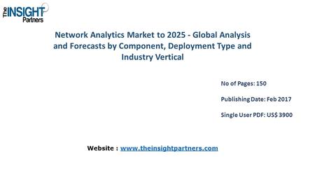 Network Analytics Market to Global Analysis and Forecasts by Component, Deployment Type and Industry Vertical No of Pages: 150 Publishing Date: