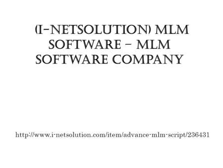 (i-Netsolution) MLM Software – MLM Software Company