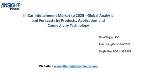 In-Car Infotainment Market to Global Analysis and Forecasts by Products, Application and Connectivity Technology No of Pages: 150 Publishing Date: