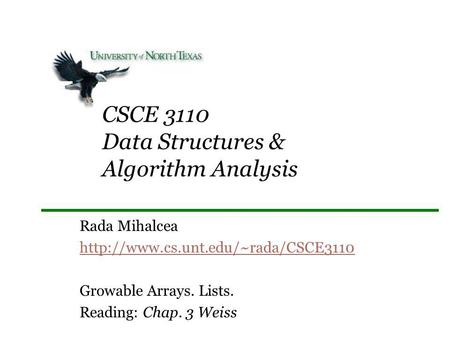 CSCE 3110 Data Structures & Algorithm Analysis