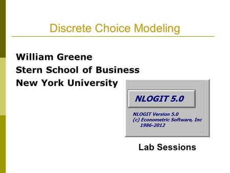 Discrete Choice Modeling