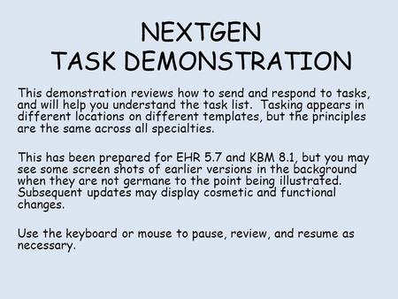 NEXTGEN TASK DEMONSTRATION