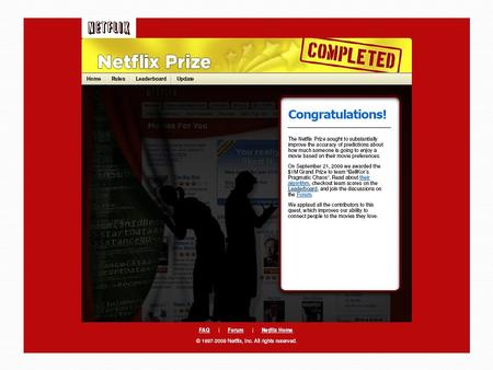 1) New Paths to New Machine Learning Science 2) How an Unruly Mob Almost Stole the Grand Prize at the Last Moment Jeff Howbert February 6, 2012.