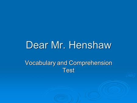 Vocabulary and Comprehension Test